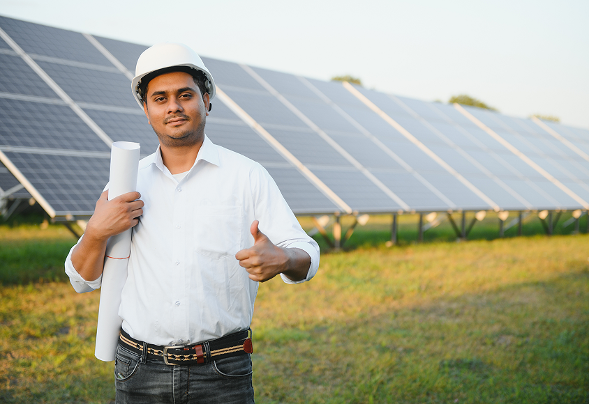 Engineer at solar farm